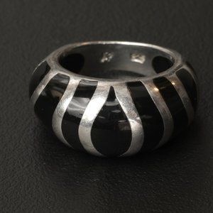 Sterling Silver & Onyx Striped ring (Vintage)